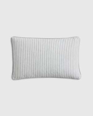 Quince Piped Linen Stripe Pillow Cover Mist White 12x20 NWOT